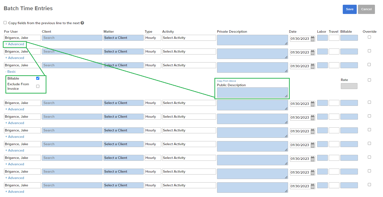 Batch Time Entry (bulk) – Bill4Time Support