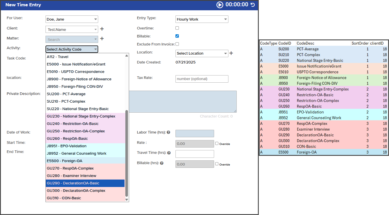 Sort Order for Custom Activity/Task Codes – Bill4Time Support