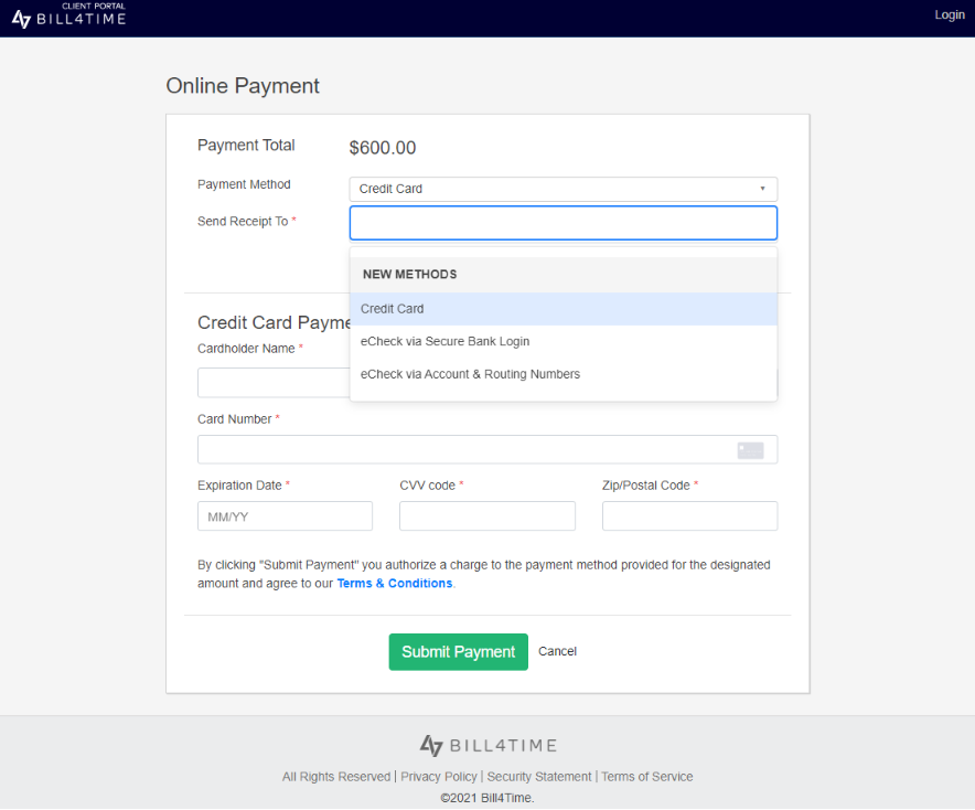 bill4time payment bill4time payment
