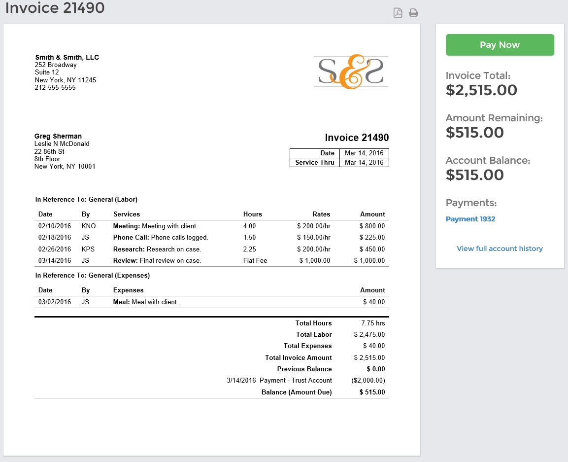 bill4time combine invoices