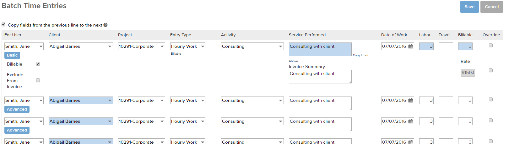 bill4time changes to dashboard